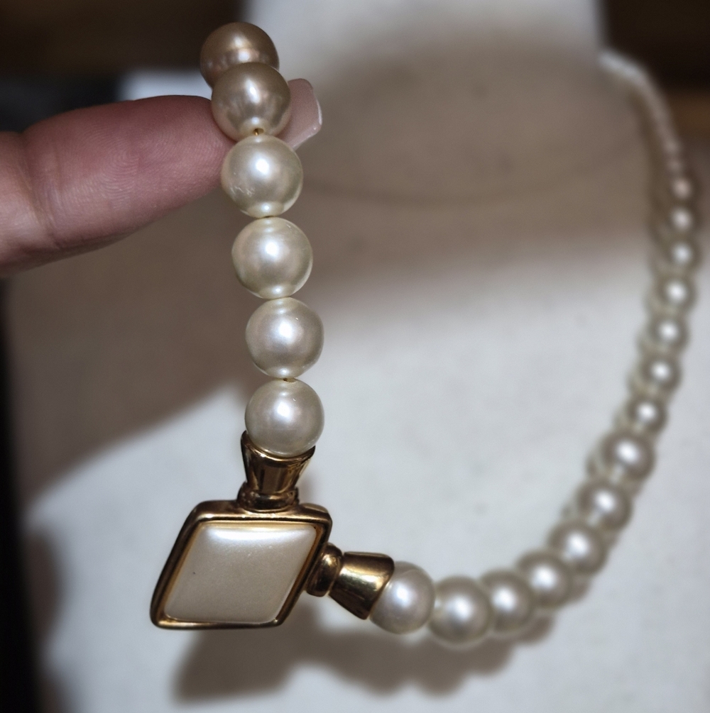 Napier Cream Pearl Necklace with Gold-Tone Decorative Clasp